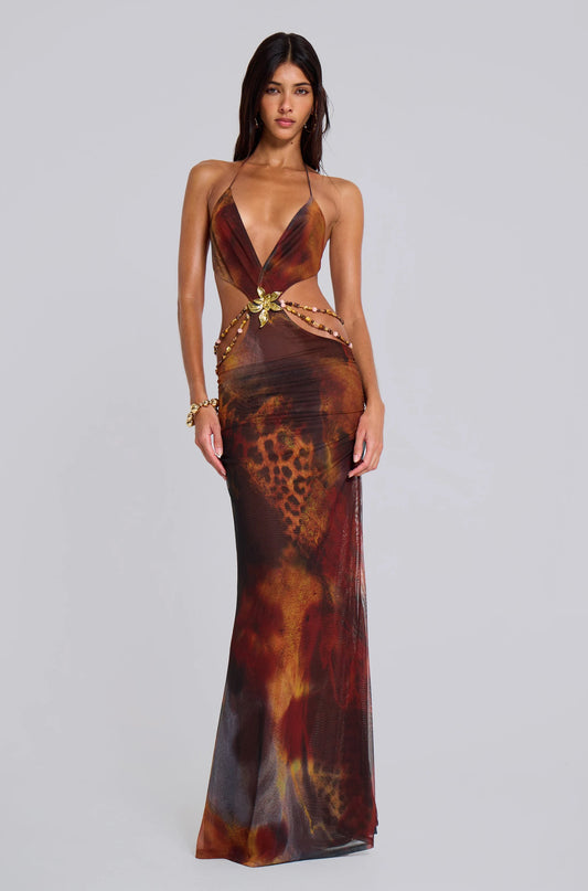 Backless Maxi Dress in Whiskey